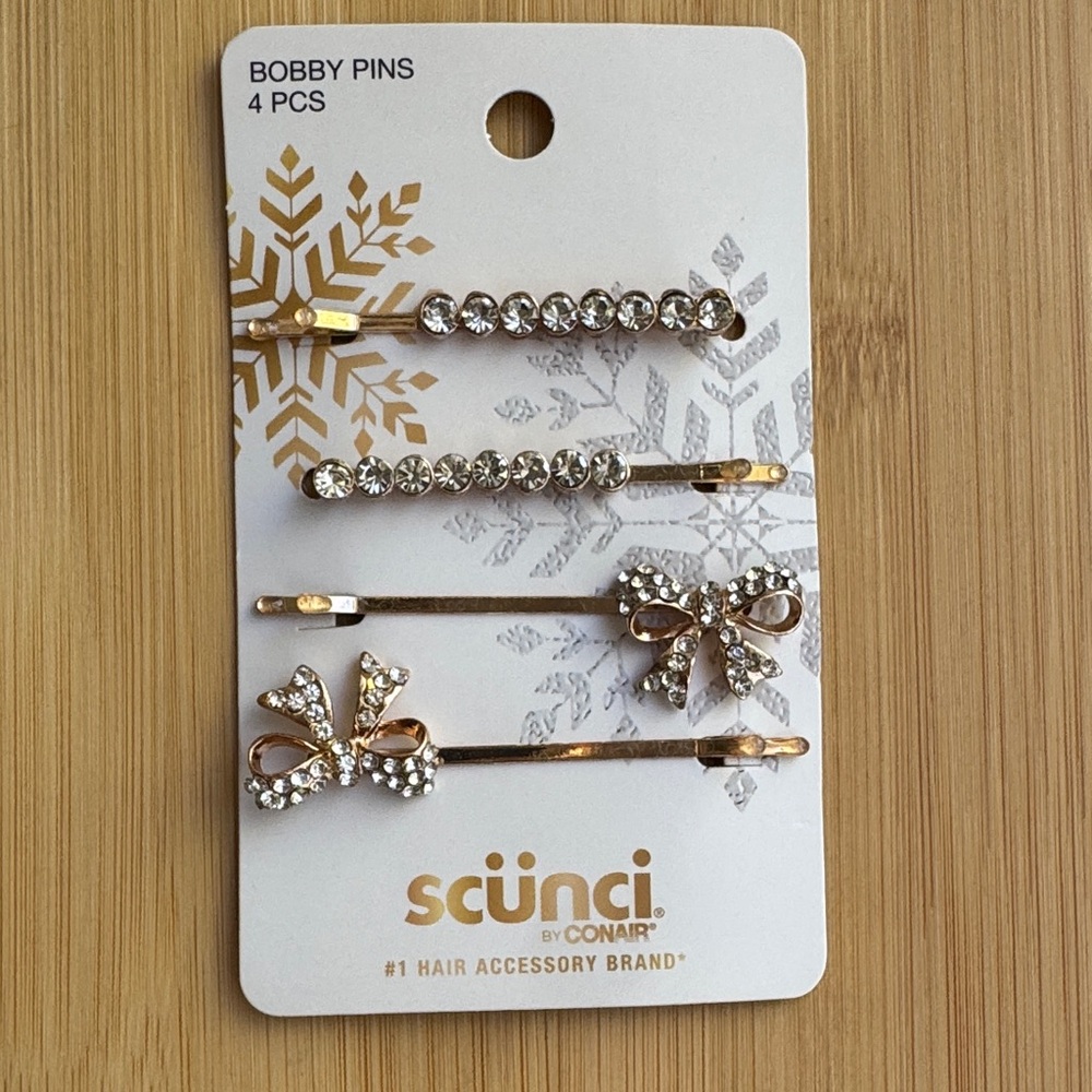 Scunci Rhinestone and Bow Bobby Pins Set